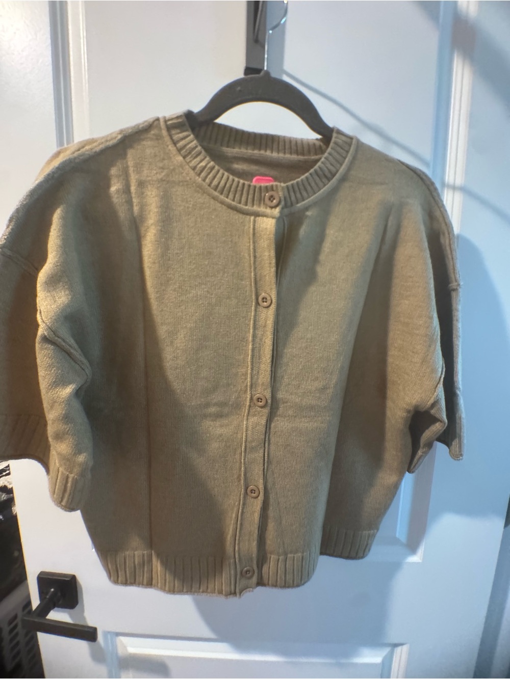 Saodimallsu Khaki 3/4  Short-Sleeve Button Front Women's Sweater